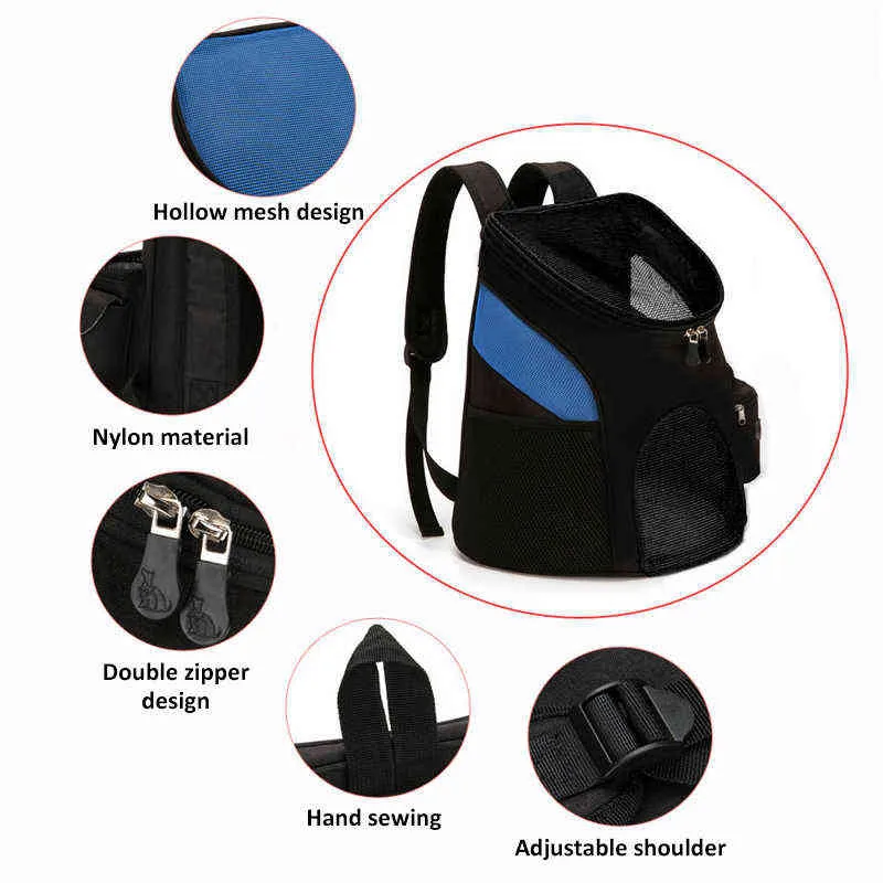 ペットキャット通気性バックパック犬屋外旅行バッグ携帯用ダブルショルダーキャリング用品211120