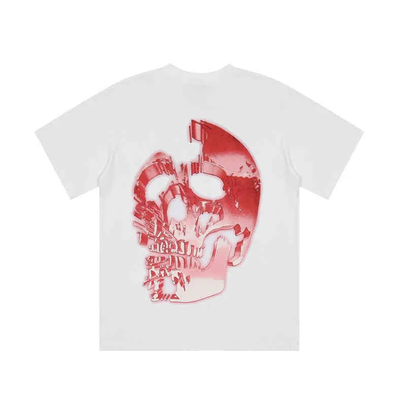 T-shirt da uomo e da donna con stampa teschio rosso vendetta Hip Hop alla moda con lettera