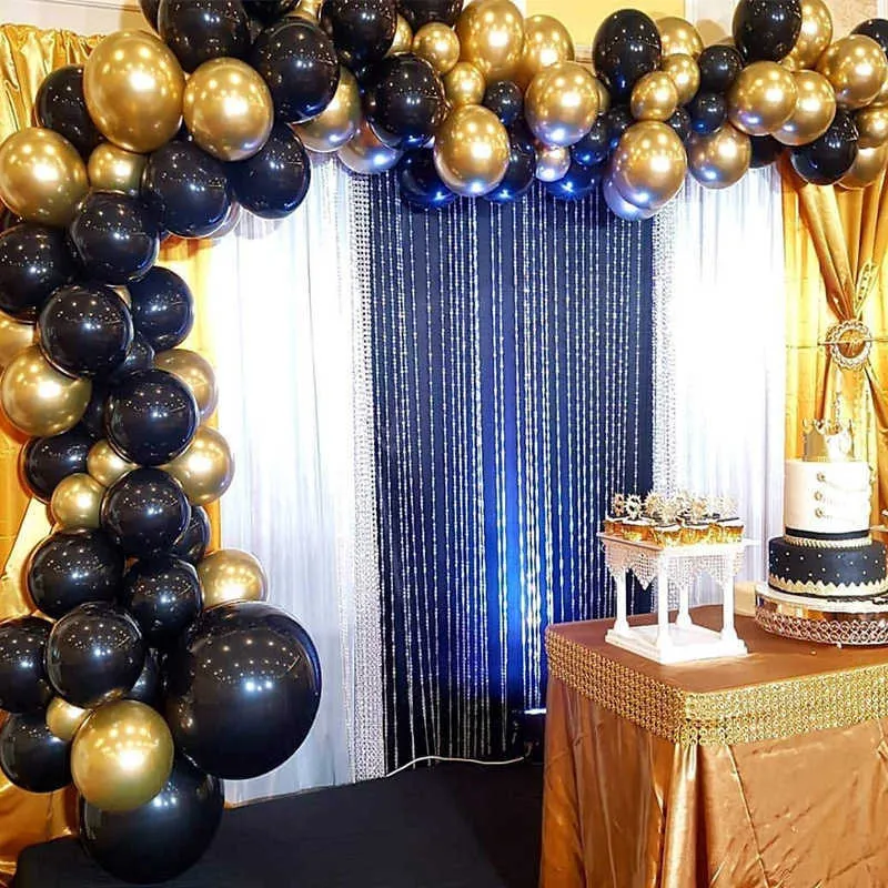 Kit de arco de balões dourados e cromados, 110 peças, balão preto, guirlanda, casamento, aniversário, natal, decoração de festa infantil, chá de bebê, globos 2248f