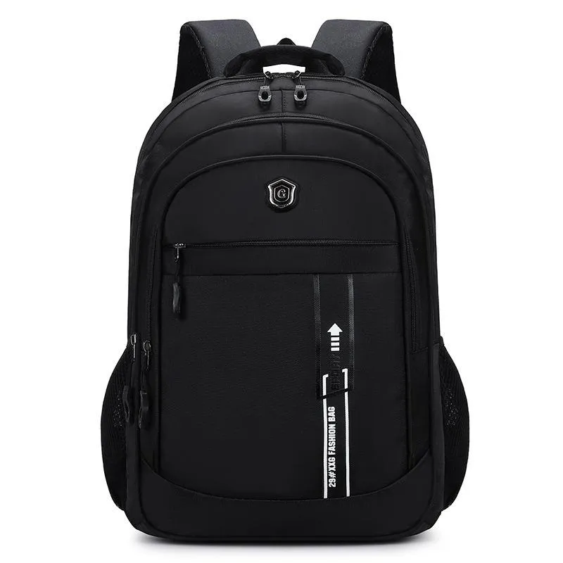 Große Kapazität Schultaschen für Teenager Rucksack Männer Schwarz Nylon Solid Middle Schüler High Schoolbag Big Bookbags Preppy264t