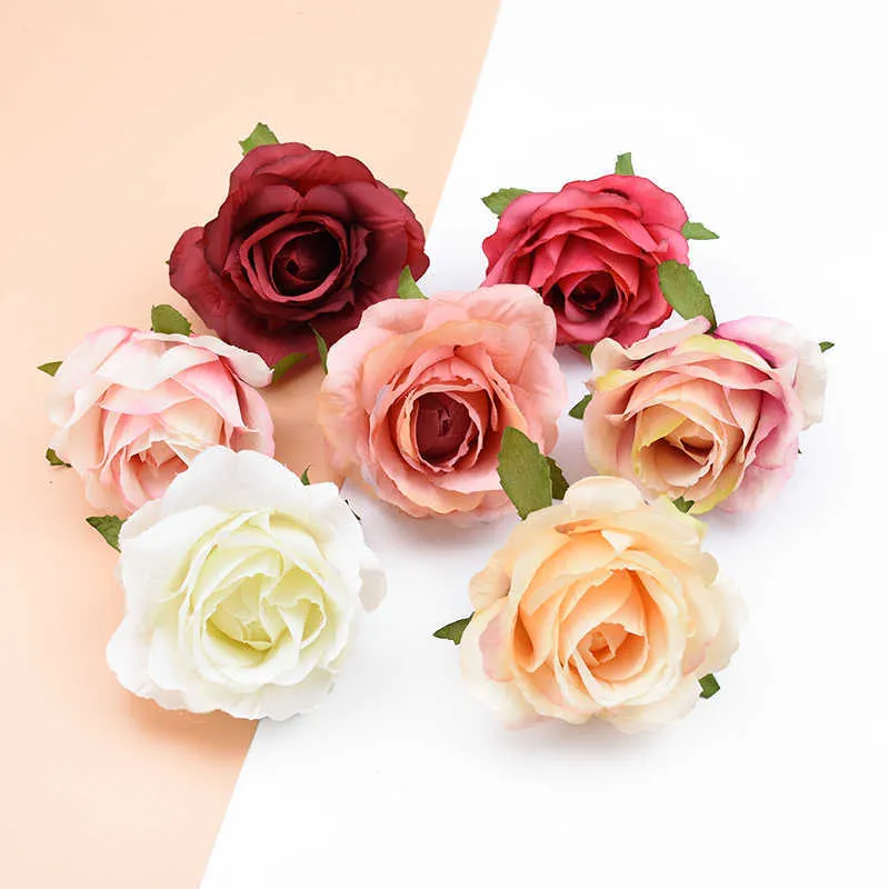 5/Artificial Plants Scrapbook DIY Gifts Candy Box Silk Roses Floristics Needlework Home Wedding Decorative Flowers Wreaths Y0728