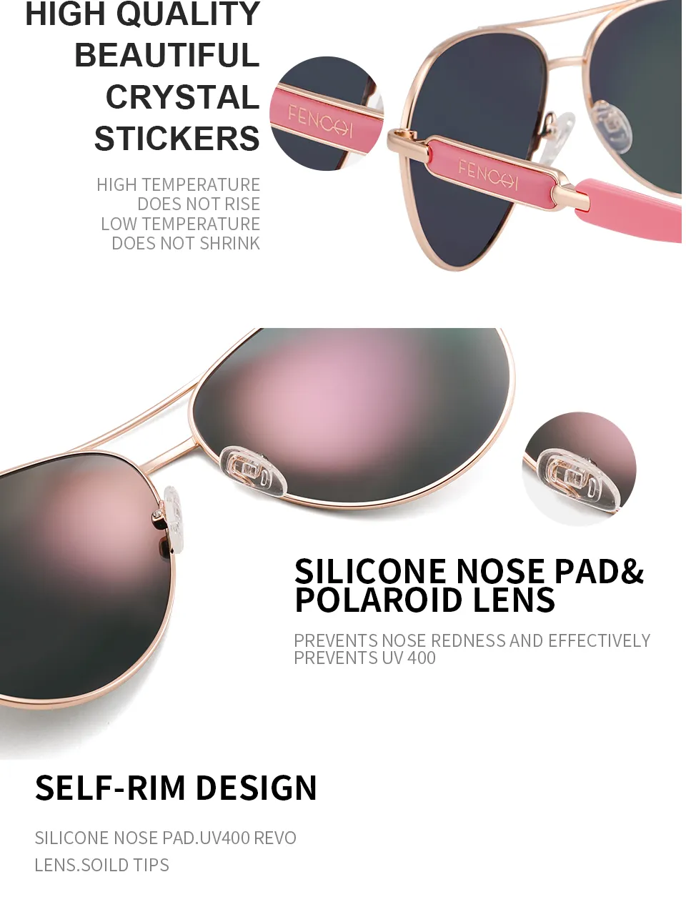 FENCHI lunettes de soleil roses femmes miroir noir femme mode lunettes de soleil marque Designer