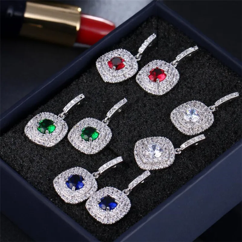 2021 Choucong Brand Dangle Earing Luxury Jewelry 18kホワイトゴールドフィルラウンドカットTopaz sapphirre高品質パーティーPromise women w237s