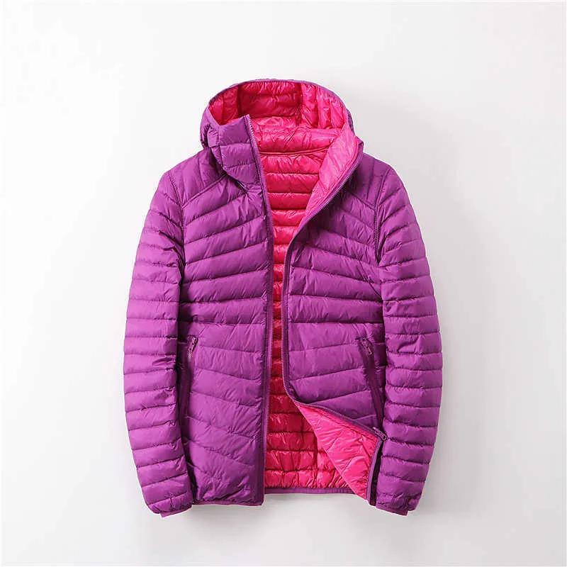 Bang 6XL 7XL Chaquetas de plumón Mujeres Chaqueta de plumón ultraligera Chaquetas de plumas de doble cara Reversible Abrigos cálidos ligeros 211012