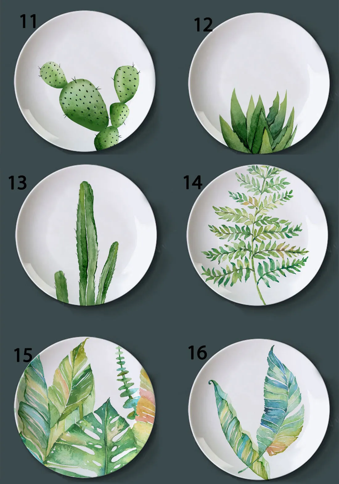 Plante verte assiettes décoratives encre Jungle peinture plat en céramique tortue feuille motif décor à la maison porcelaine tenture murale artisanat