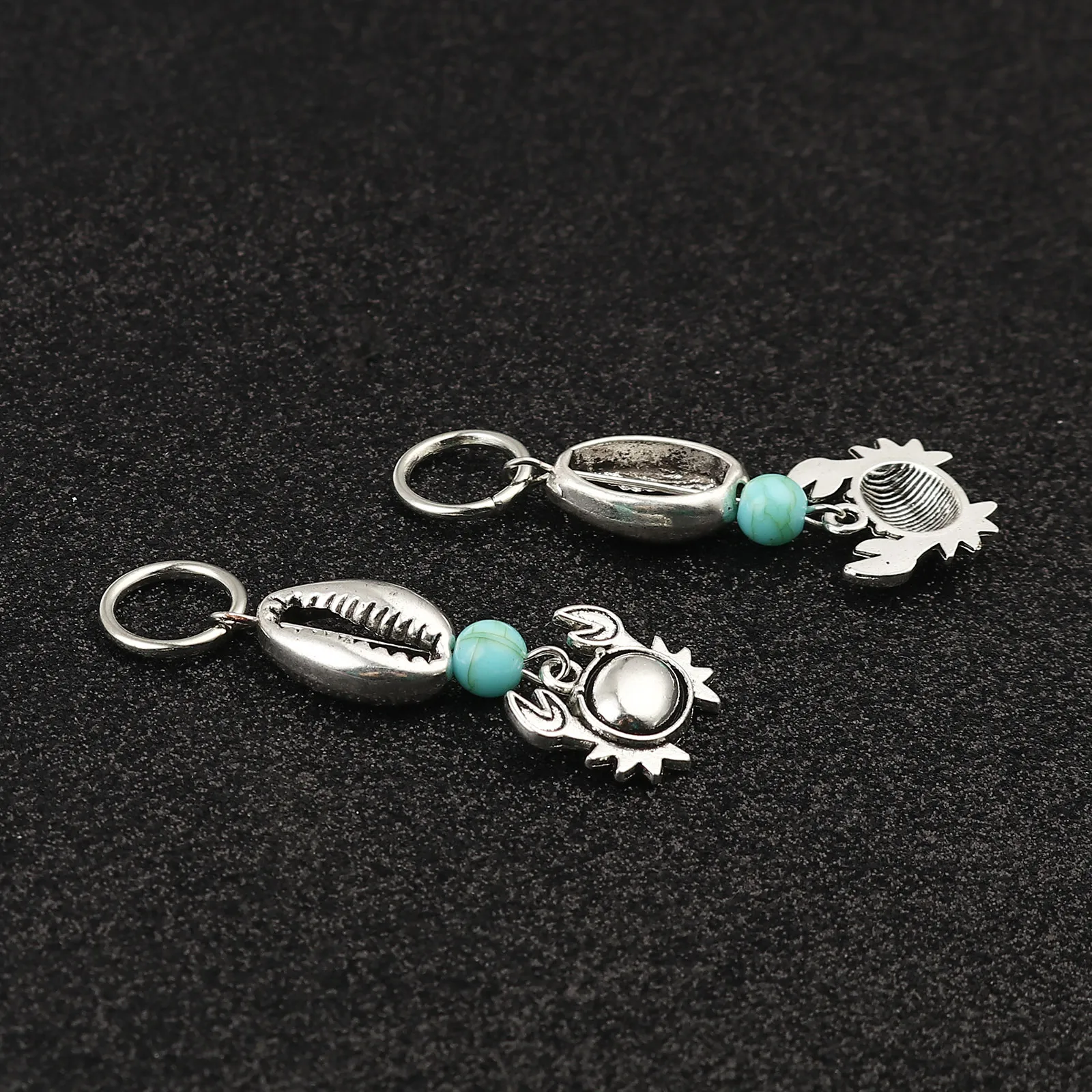 Knitting Stitch Markers Vintage Acrylic Ocean Cyan Conch Sea Snail Shell Jewelry Antique Silver Color for Kintting Tools