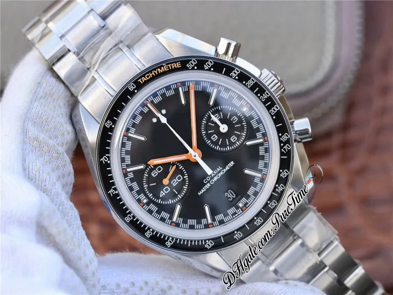 OMF A9900 automatische chronograaf herenhorloge Moonwatch zwarte wijzerplaat oranje hand 329 30 44 51 01 002 roestvrijstalen armband Super Edi278T