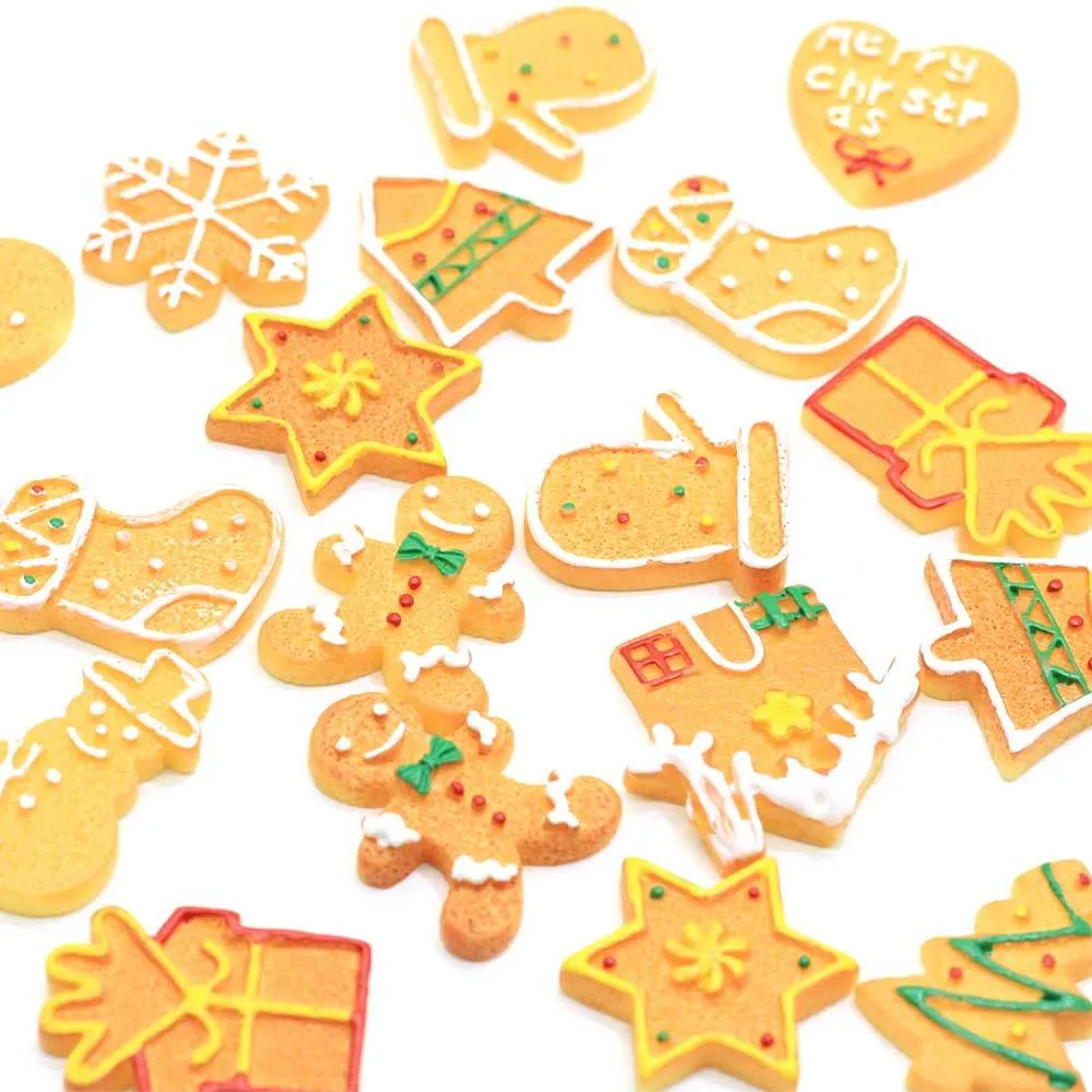 50/100 stks Kerst Collectie Flat Back Resin Cookie Snowman Gingerman House Boot Tree Shapes Kawaii Charms voor DIY