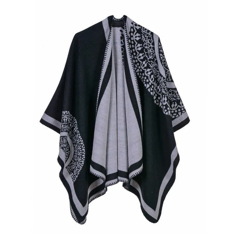 Ponchos de marca de lujo, abrigo 2020, bufandas de Cachemira para mujer, chales cálidos de invierno y chales, Pashmina, capas gruesas, manta, bufanda para mujer Q0828