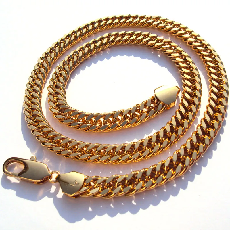 Modèle épais épais 10MM L MIAMI LINK chaîne lourde, collier en or jaune massif 18 carats pour hommes 24 2728