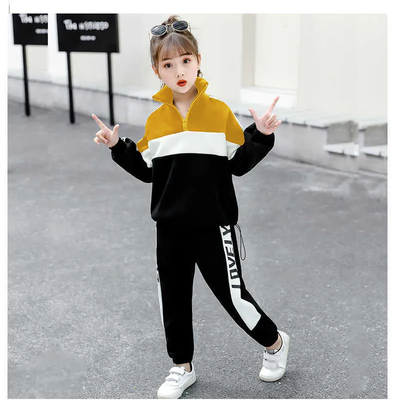 Girl Autumn Winter Sports Clothes Costume Outfit Suit Kids Tracksuit Clothing Set Kids Korean Sweater Tracks Teen Casual Sports X0902