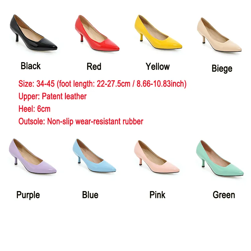 Décolleté Scarpe 6cm Tacchi Donna 2021 Moda primavera Pelle verniciata Ragazze Pompa Ufficio Donna i Rosso Festa di nozze Dimensioni personalizzate Dropshiping e vendita all'ingrosso