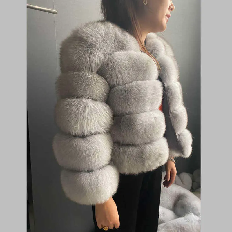 Mode hiver chaud femmes manteau naturel manteau de fourrure de renard réel veste de fourrure de renard hiver épais vestes chaudes gilet sur mesure xxxxxl 210927