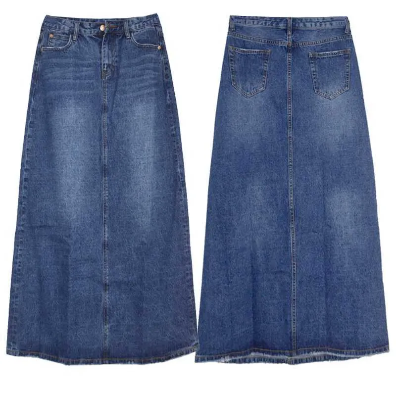 Tiyihailey Free Fashion Long Casual Denim Skirt Vår A-Line Plus Storlek S-2XL Maxi Kjolar För Kvinnor Jeans 210708