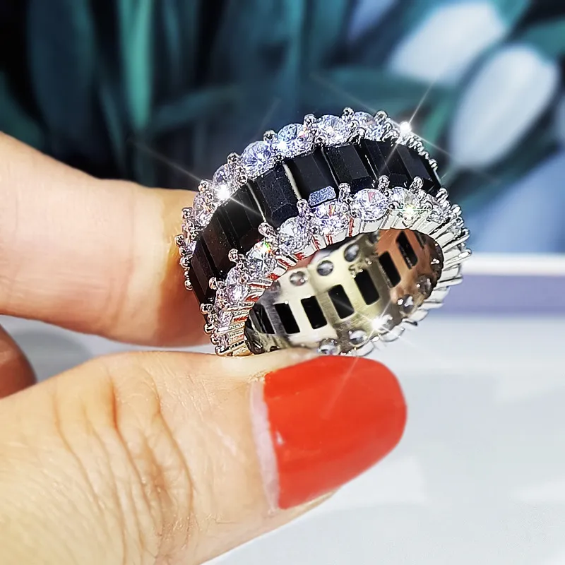 DIWENFU 14K Wit Gouden Sieraden Natuurlijke Obsidiaan Ring voor Vrouwen Mannen Fijne 14k Gouden Sieraden Trouwringen Edelsteen Bizuteria Ringen