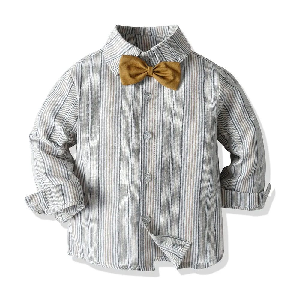 Children Boy Striped Shirt Clothes Suit 1-6 Years Boys Clothing Set Shirt First Birthday Gift Kid Classy Clothes