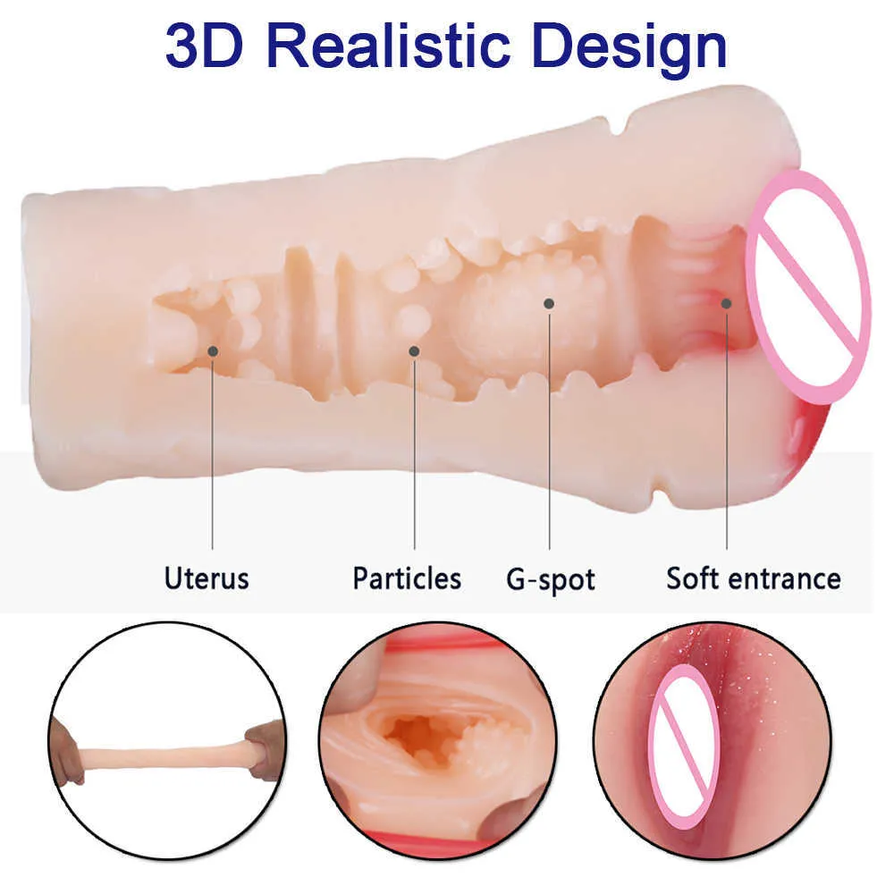 Silicone Sex Toys pour Hommes Pocket Pussy Réel Vagin Mâle Sucer Masturbateur 3D Vagin Artificiel Faux Anal Érotique Adulte Jouet P0821