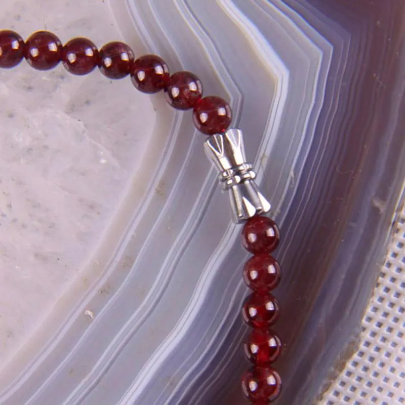 Chains Natural Garnet Graduated Round Beads Necklace 17 Inch Jewelry For Gift F190336h