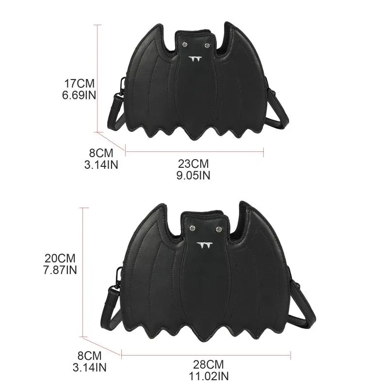 Abendtaschen D0LF PU Leder Bat Messenger weiches tierische Muster -Umhängetasche süßer Cartoon Crossbody Gothic Satchel3089