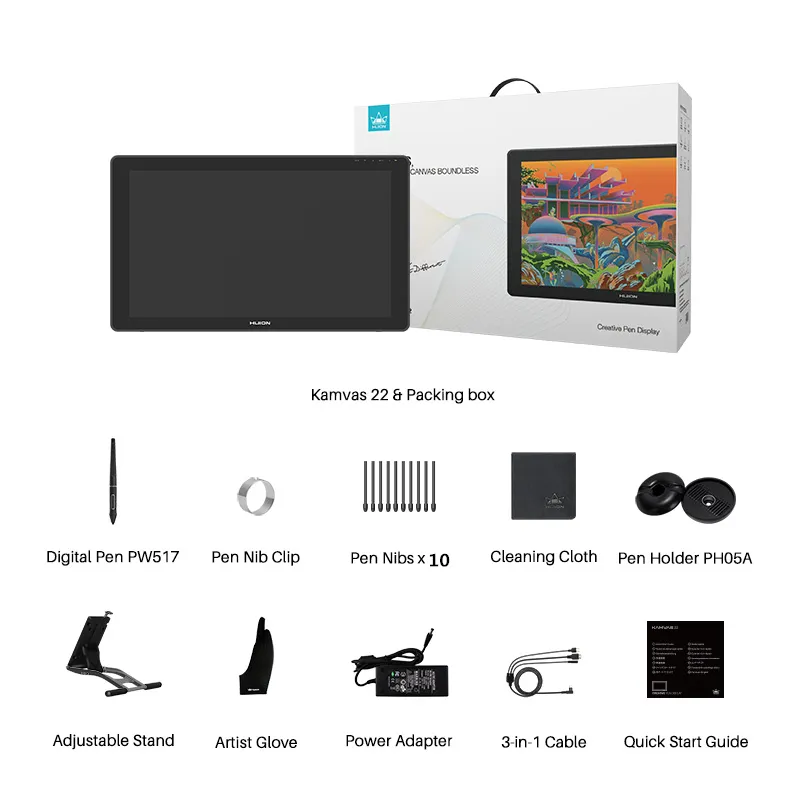 HUION Kamvas 22 Graphic 21.5 inch Tablet Monitor Anti-glare Screen 120%s RGB Pen Display Support Windows/mac/Android