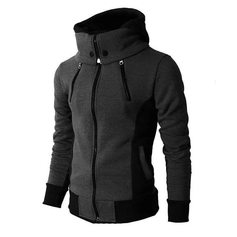 Winter Warm Heren Rits Jacket Man Jassen Bomber Jassen Sjaal Kraag Hoodies Casual Fleece Mannelijke Hooded Uitloper Slanke Fit Hoody 210811