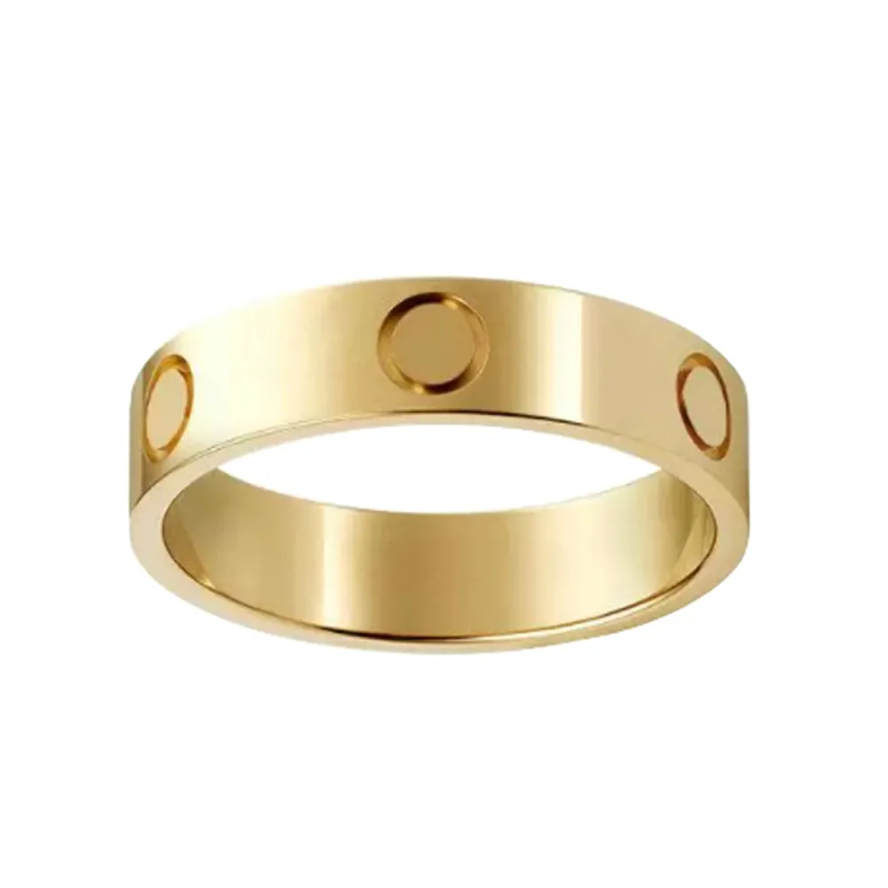 Titanium stalen zilveren liefdesring mannen en vrouwen rosé gouden sieraden voor geliefden paar ringen cadeau maat 5-11 breedte 4-6 mm met stofdicht 224G