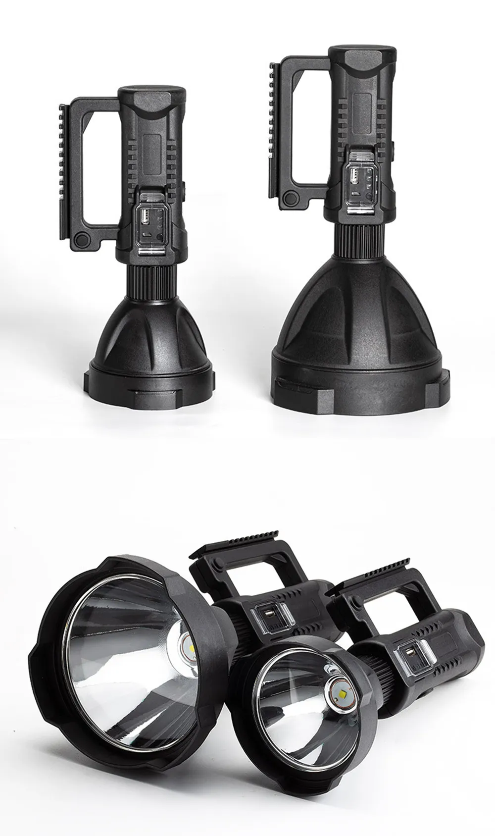 200000lm Super Bright LED Rechargeable XHP70.2 Big Head Searchlight Handheld Flashlight Work Light Spotlight Floodling 40W Torch