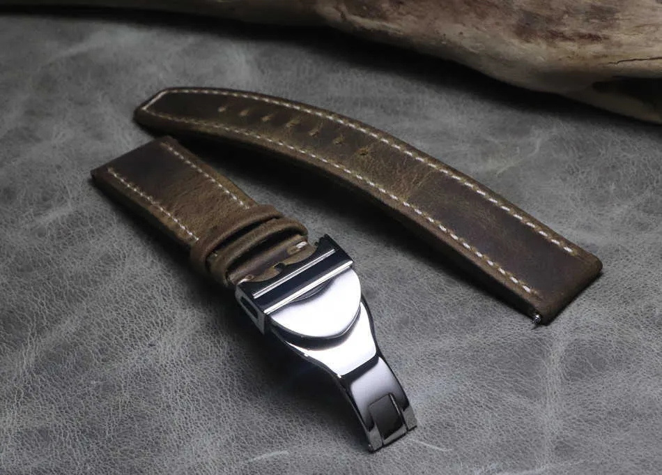 20 21 22mm äkta läderhandstygn Vintage Watch Straps Watchbands Universal Wristband High Grade spänne för Tudor Series H8590636