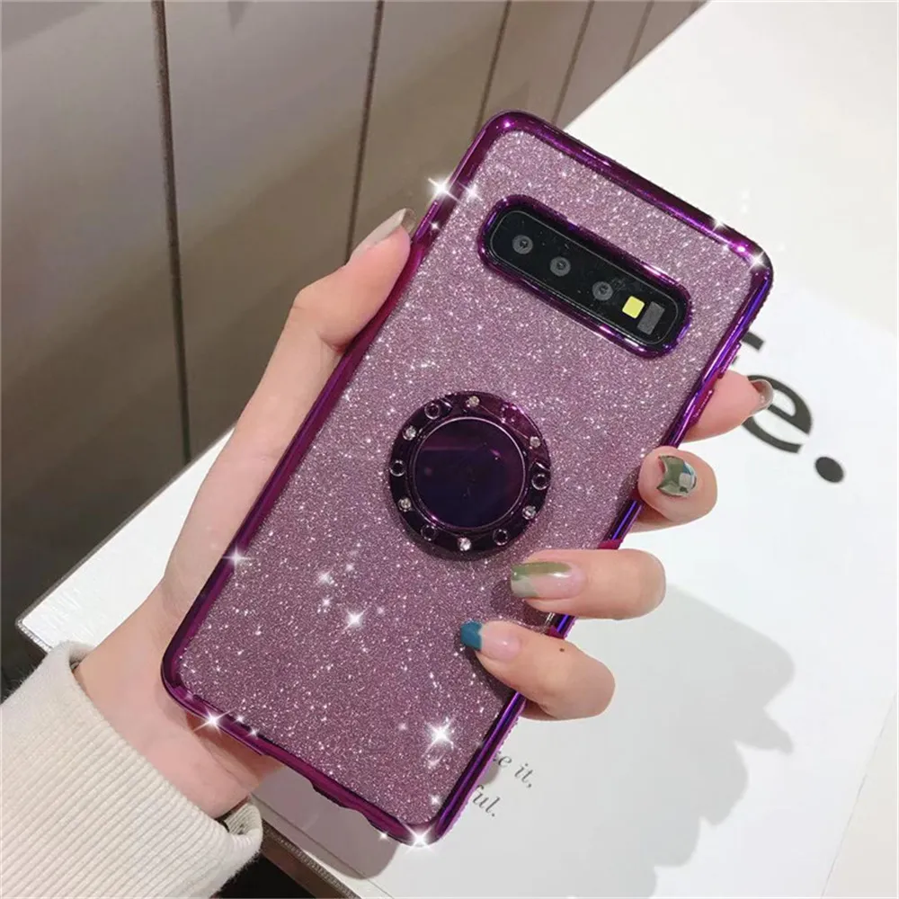 3D Diamond Glitter Bling Case Voor Samsung Galaxy S21 Ultra S20FE S 21 20 10 9 Plus M51 A42 A51 A71 5G note20Ultra Met telefoonring1348627