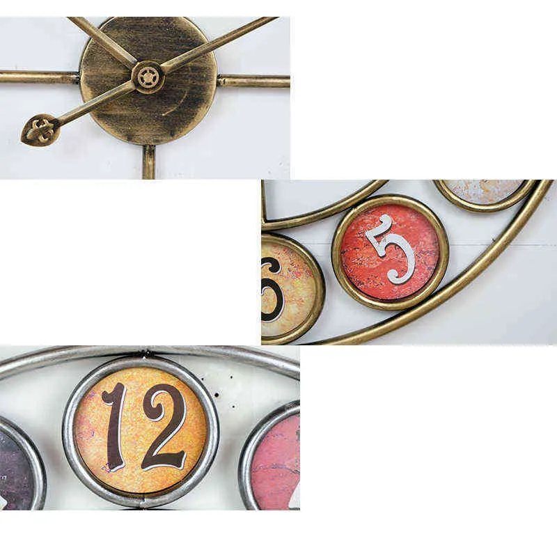 Европейские ретро цифровые часы кованые железные круглые креативные настенные часы дома гостиная бар салон украшения Relojes de Pared H1230