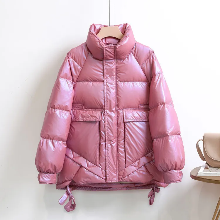 Thicken Warm Down Jacket Vrouwen Koreaanse Losse Oversized Lange Mouw Uitloper Winter Ultra Licht Witte Eendendeklaag 210419