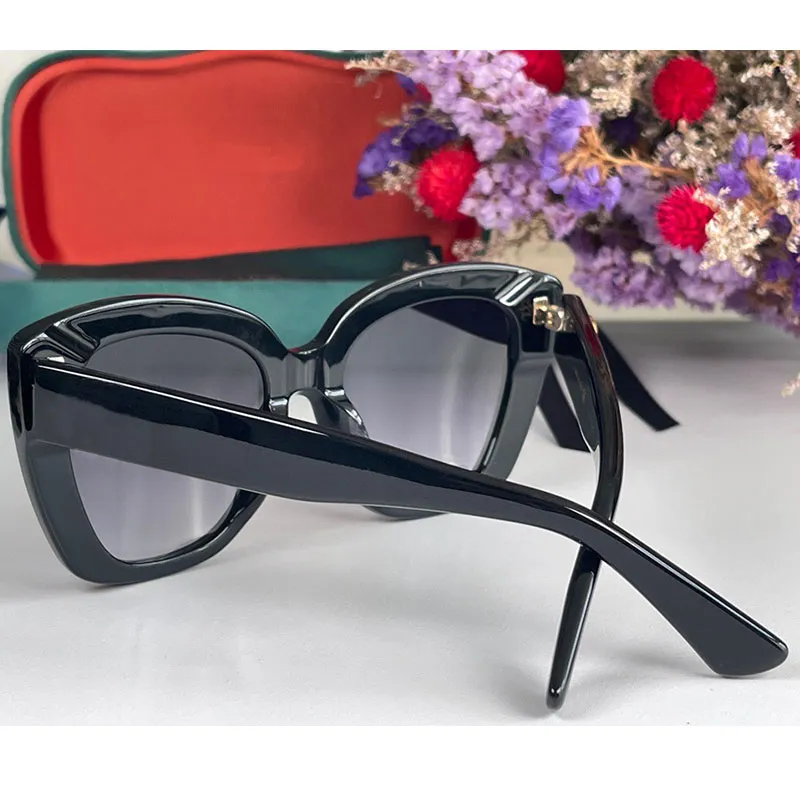 Occhiali da sole firmati 0327S moda donna classica forma cat-eye montatura occhiali da viaggio vacanze fogli realizzare aste con lette in metallo289J