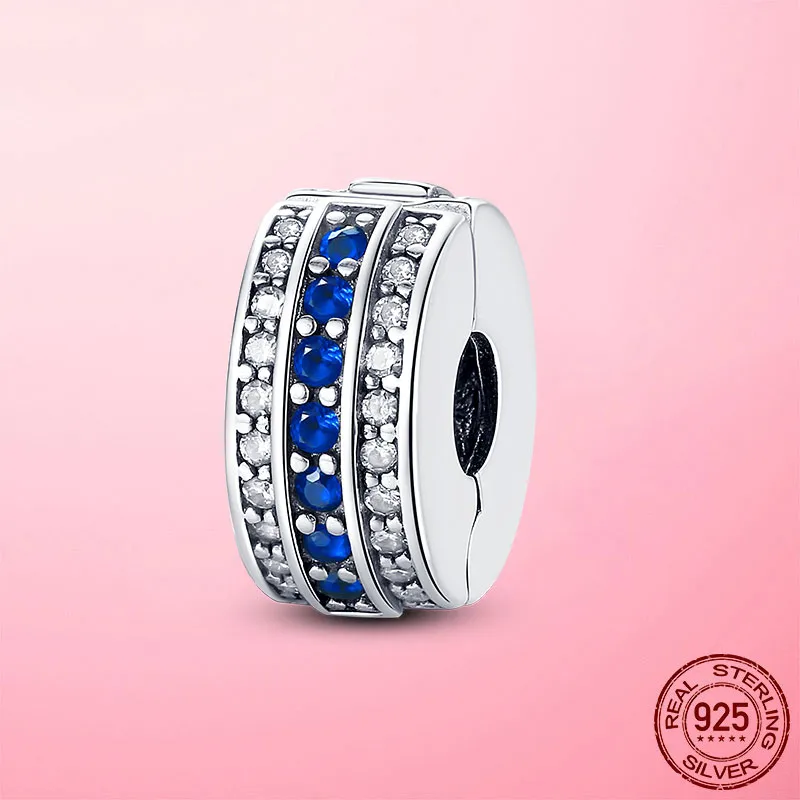 925 plata esterlina CZ pave Clip Charm Daisy Beads Stopper fit Pandora Bracelet 925 Silver Jewelry Clip