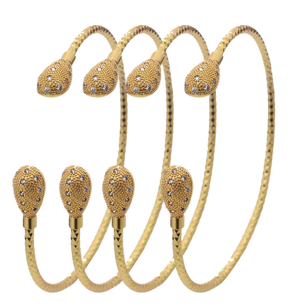 Новые 24K / Beat Gold Color Bangles для женщин Девушки Эфиопские Африканские Дубай Браслеты Браслеты Браслет Браслет Свадебные Украшения Подарки Q0720