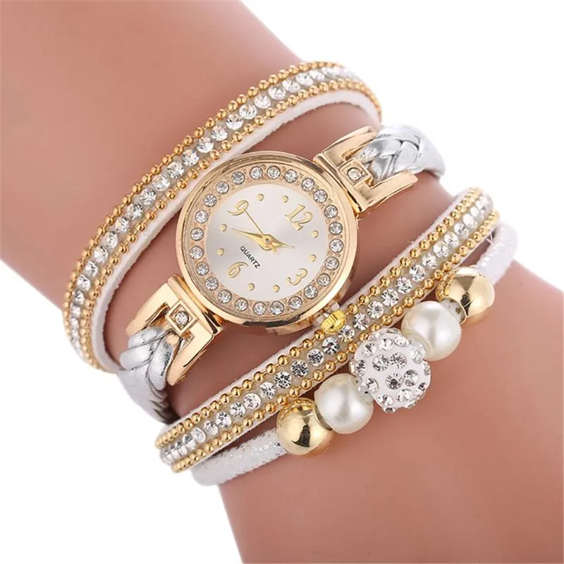 Högkvalitativ vacker modekvinnor armband titta på damer casual runda analog kvarts handled zegarek damski f1 armbandsur257a
