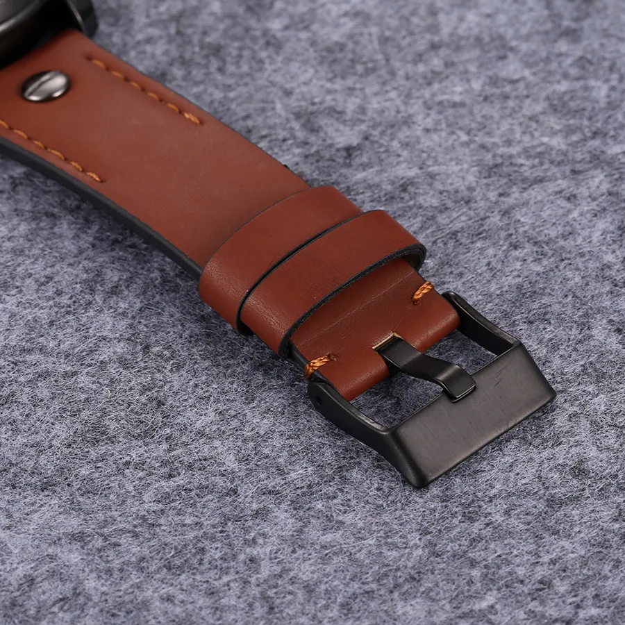Montres de marque de mode hommes grand cadran Style bracelet en cuir montre-bracelet à Quartz DZ01321o