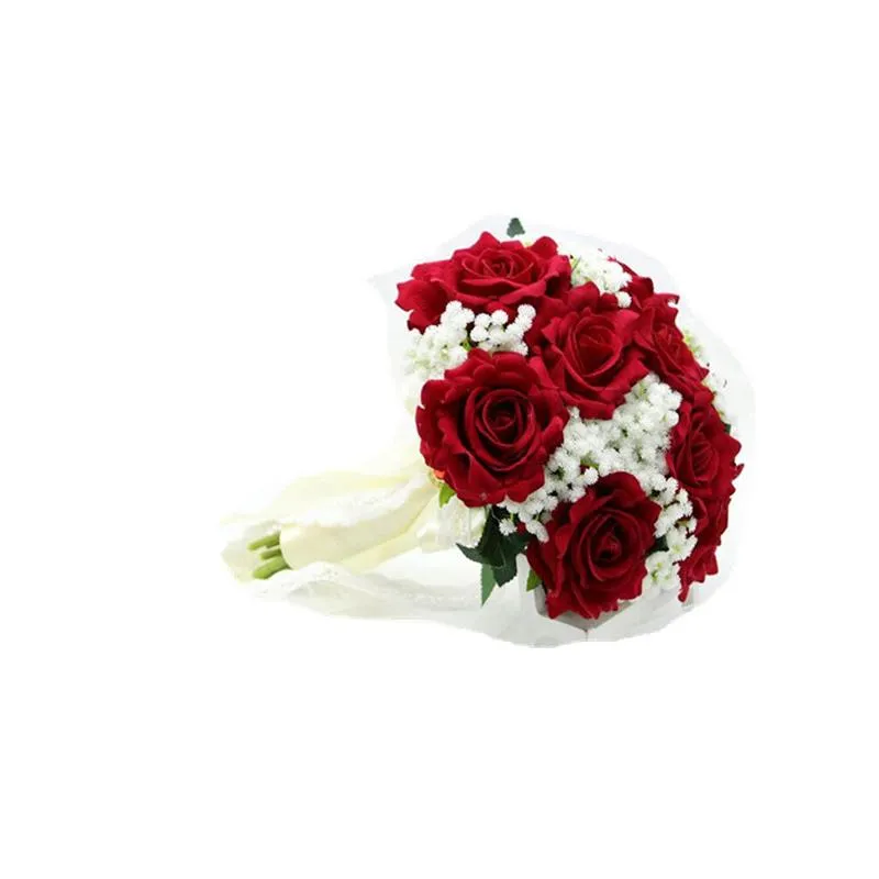 Bröllopsblommor Arrangemang Bridal Bouquet Red Bouquets de Mariage259U