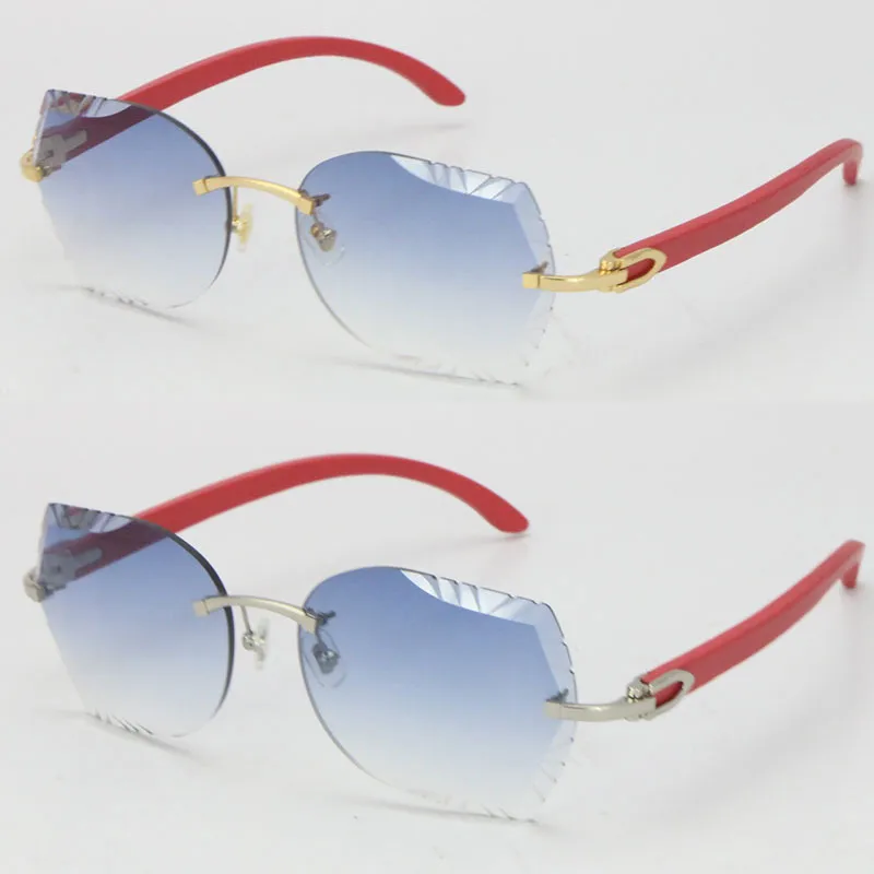 Sin montura Red Wood C Decoración Vintage Luxury Cat Eye Gafas de sol Forma cuadrada Cara Tallado Lente Gafas de conducción unisex Oro de 18 quilates met280Q