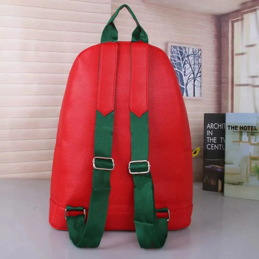 Fashion Leather large capacity men's backpack female backpack cat black red 32 12 40cm272t