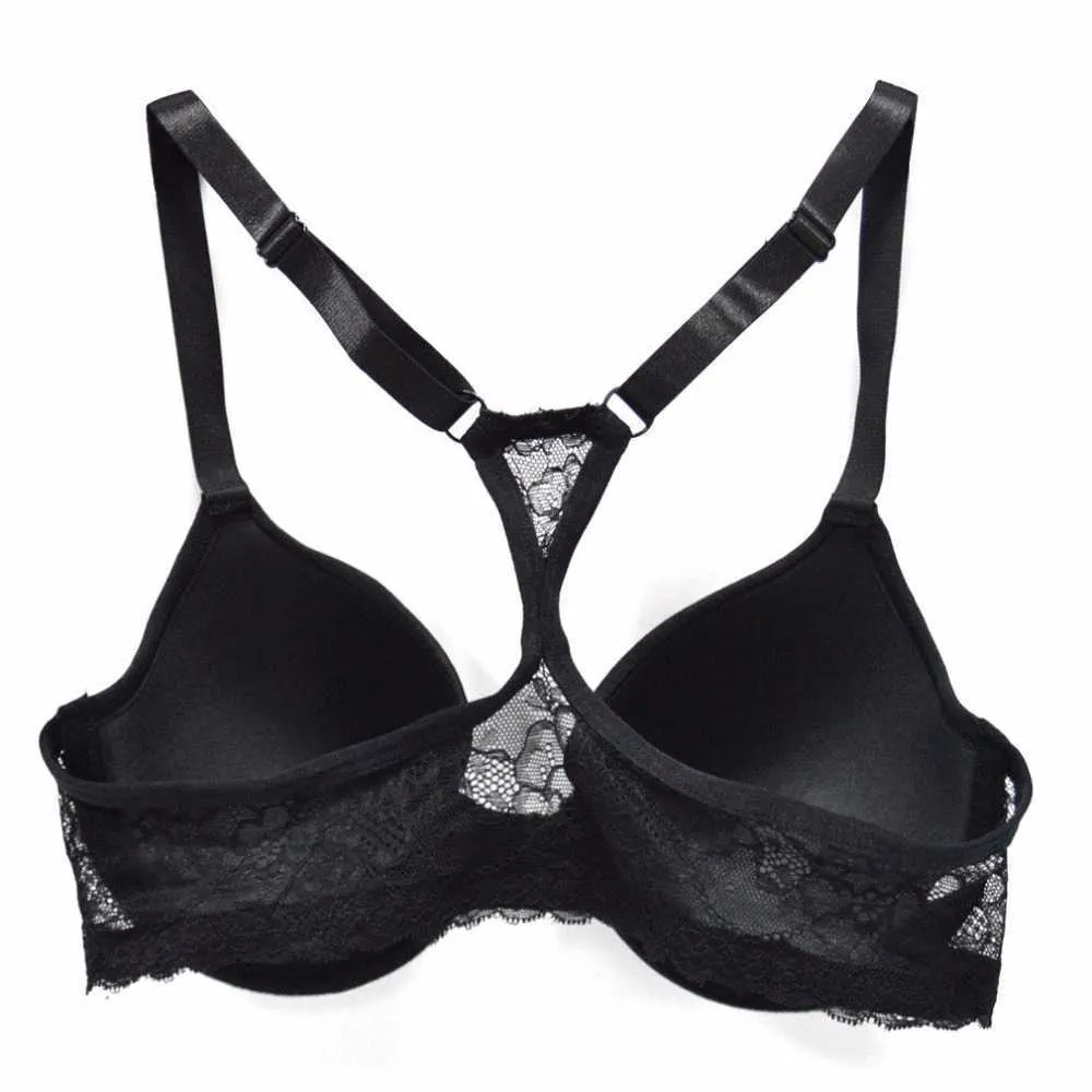 YANDW Top Bra Lace Bralette Y BH Underwire Underwire Underwire Sexy Lingerie Mulheres Menina Grande Plus Tamanho 32 3 3 36 38 40 42 44 A B C D DD 210623