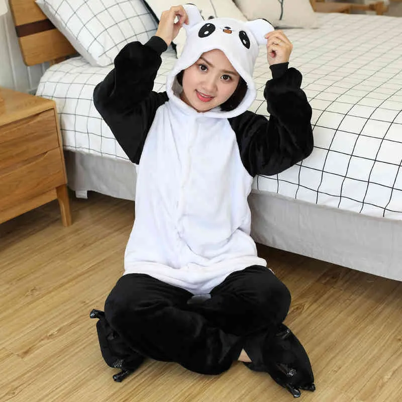 Femmes licorne Onesie unisexe hiver Totoro Panda Onesies enfants vêtements de nuit Anime Costumes adultes vêtements de nuit en flanelle pyjamas Homewear