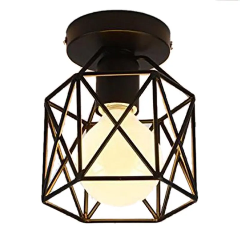 Promotion Ceiling Light Industrial Square Cage Metal Iron Retro Chandelier Suspension Fixture For Hallway Entrance Pendant276H