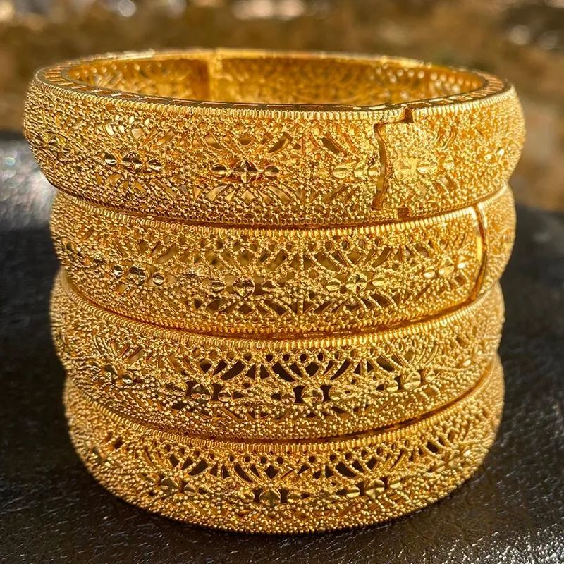 Bangle Etiopian Bracelets Habesha 24k Gold Color Saudi Arabski Dubaj Bangles dla kobiet biżuteria ślubna Afrykańskie prezenty 257J