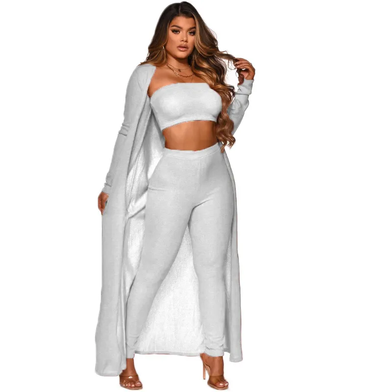 Large Size 2xl Set Women Winter Long Sleeve Three s s For Female Coat Pants Tops Women's Suits 3 210525