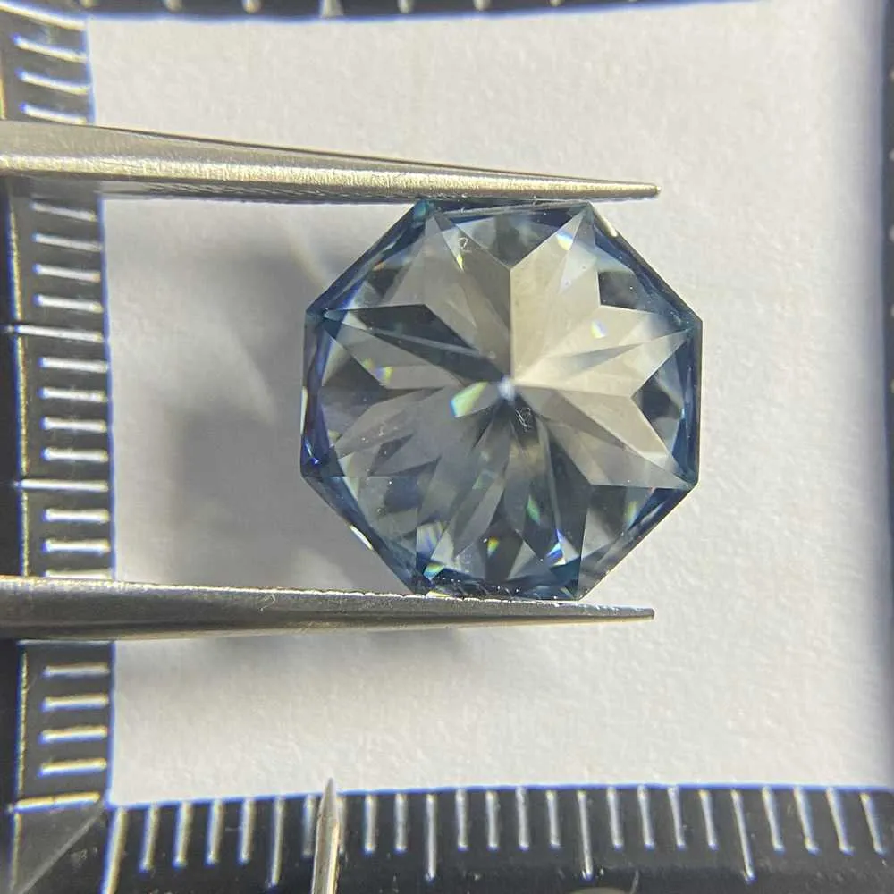 Lab Moissanite sintetico Forma ottagonale 12x12mm Diamante da 6 carati Nuove pietre preziose di colore blu la realizzazione di anelli H1015