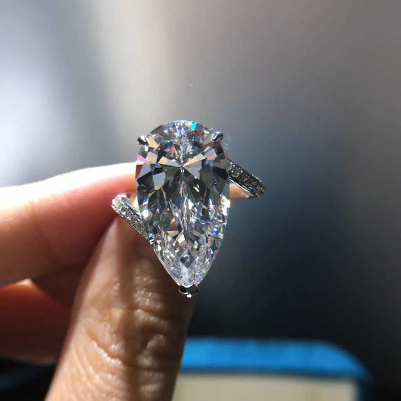 Oevas luxo 100% 925 prata esterlina criado moissanite pedra preciosa casamento noivado diamantes anel jóias finas Whole227g