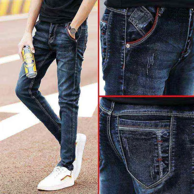 BaoZhuo Hommes Stretch Fit Jeans Printemps Été Business Casual Mode Skinny Jeans 10 Styles Noir Bleu Gris Pantalon Classique 211120