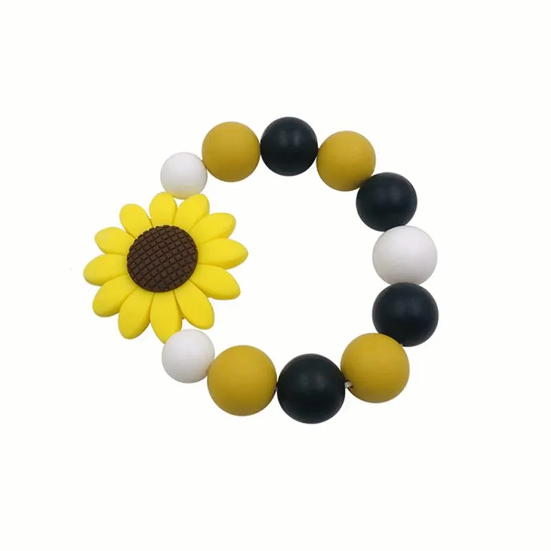 2021 Sunflower Baby Silikon Beißring Silikon Zahnen Molaren Stick Mode Armband Spielzeug für Kinder