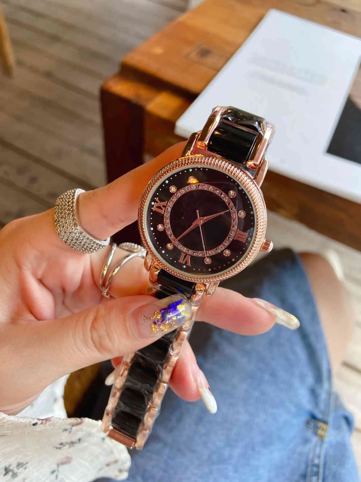 Usine montre de luxe montres automatiques bracelet en céramique argentée montres étanches en acier inoxydable montre de luxe dames watch1986
