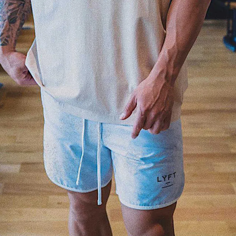 Pantaloncini da corsa da uomo a righe laterali con stampa 3D mimetica Quick Dry PALESTRA Sport Fitness da jogging Pantaloncini da allenamento Pantaloni sportivi da uomo X0628